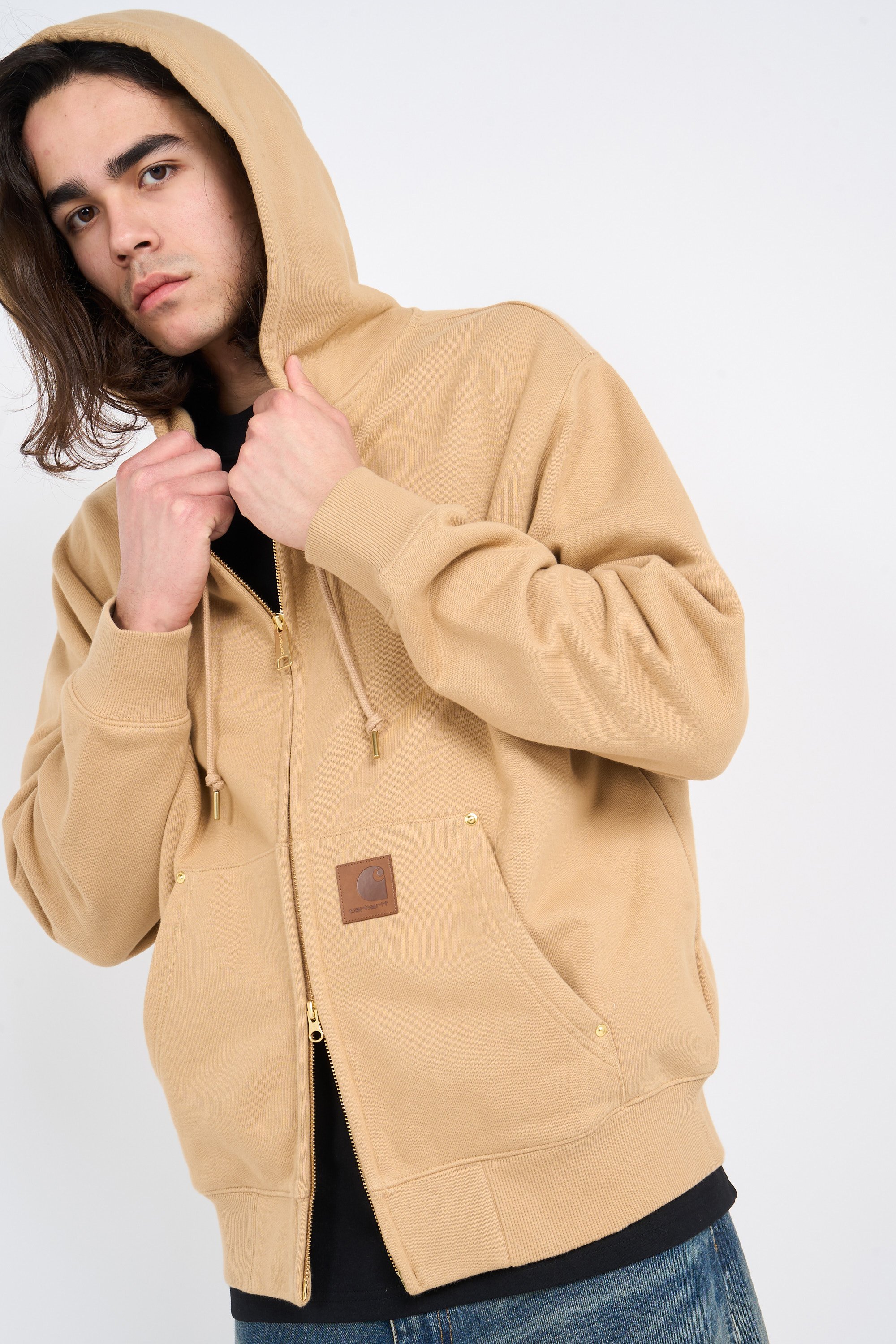 zip-up hoodie | Beige by CARHARTT WIP zip-up hoodie Beige