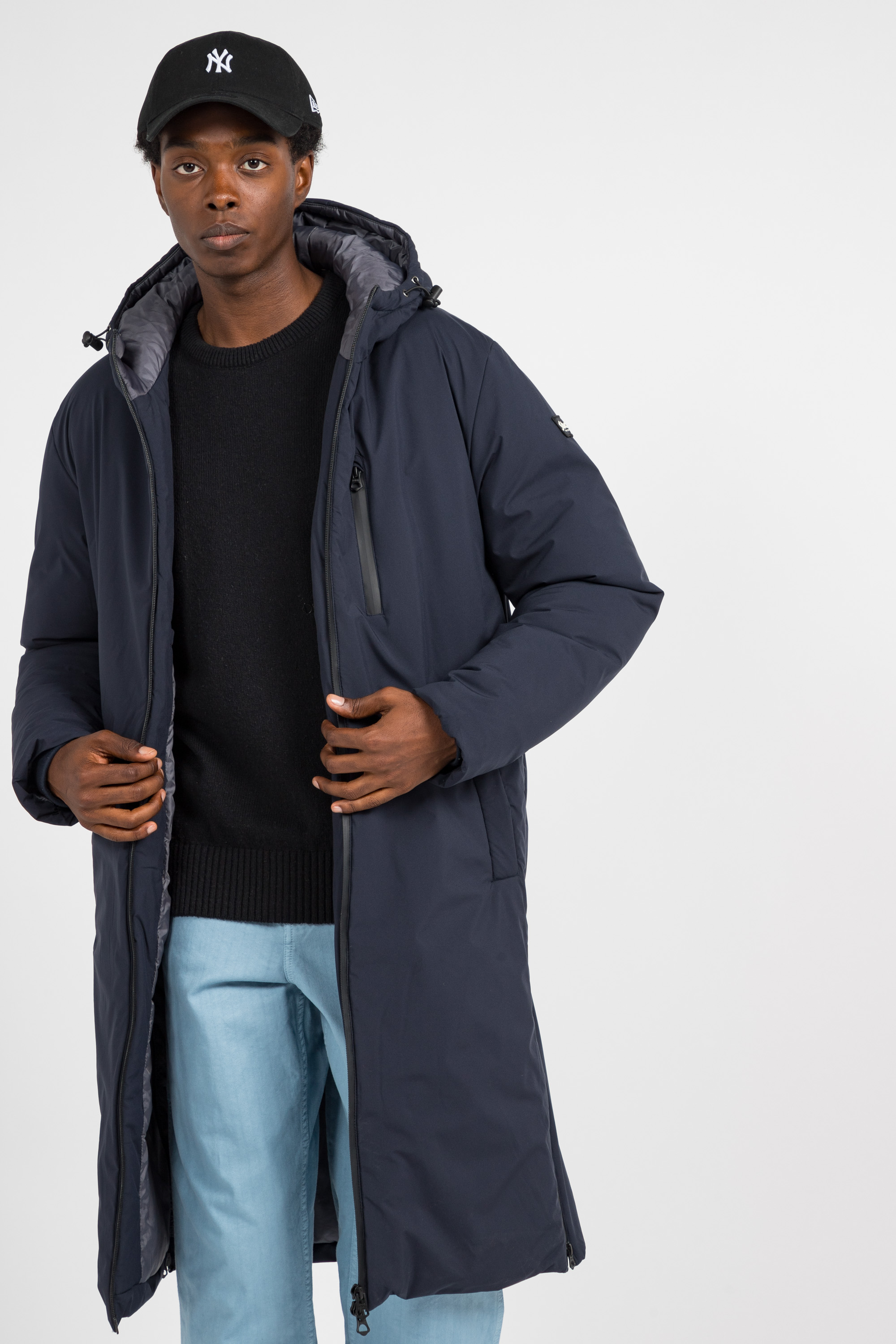 Lightweight quilted padded jacket with high neck Blue