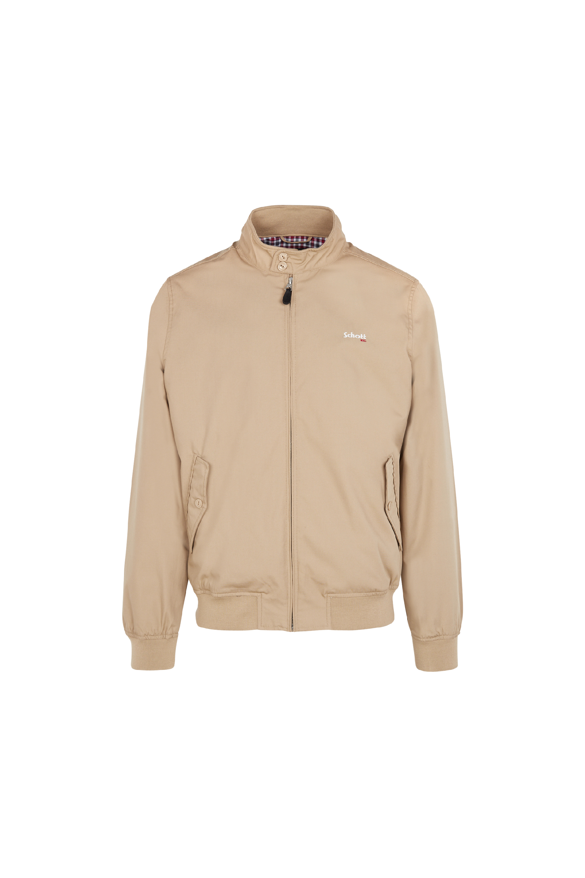 Regular-fit high-neck cotton-blend jacket Beige