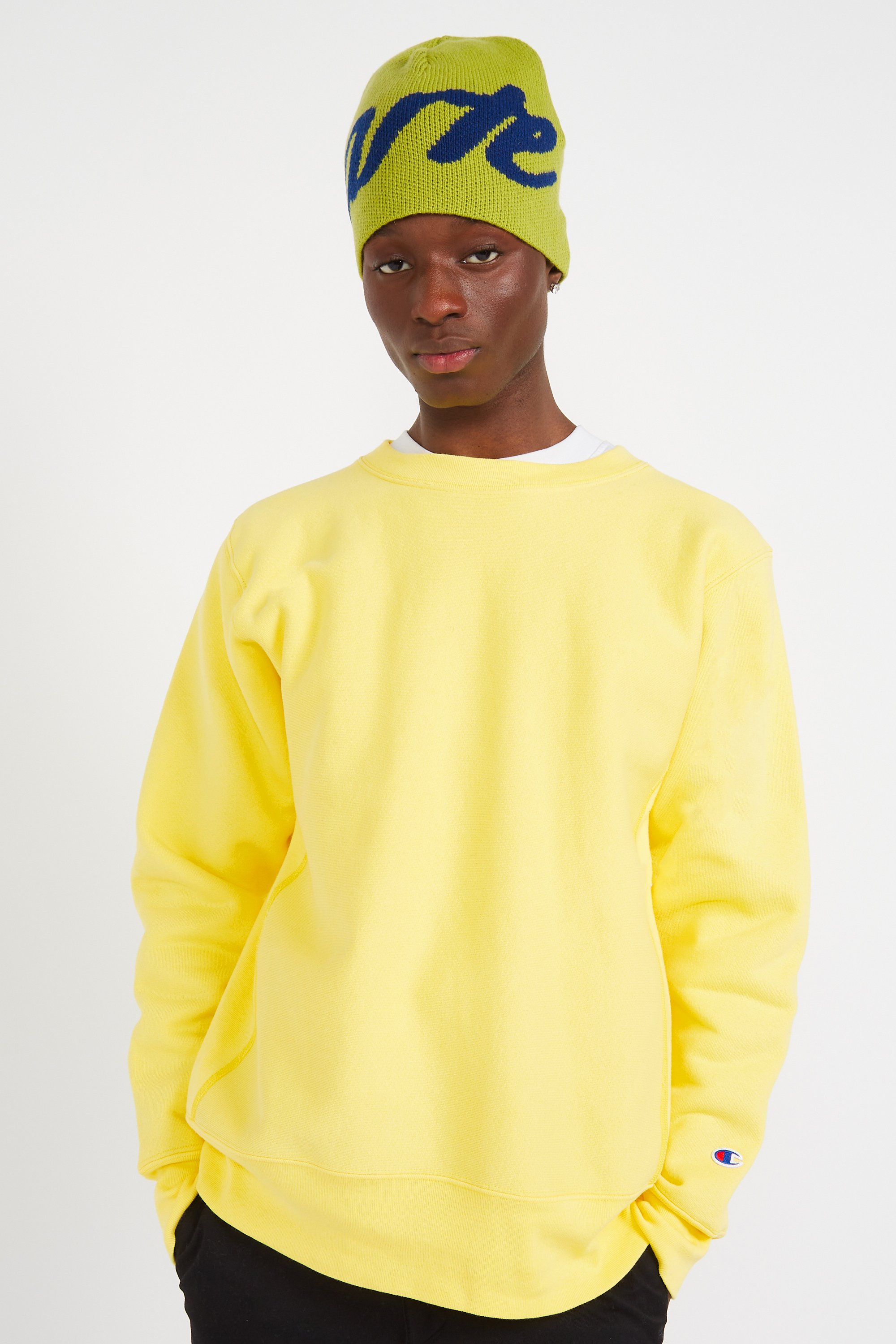 Champion crewneck sweatshirt yellow hotsell