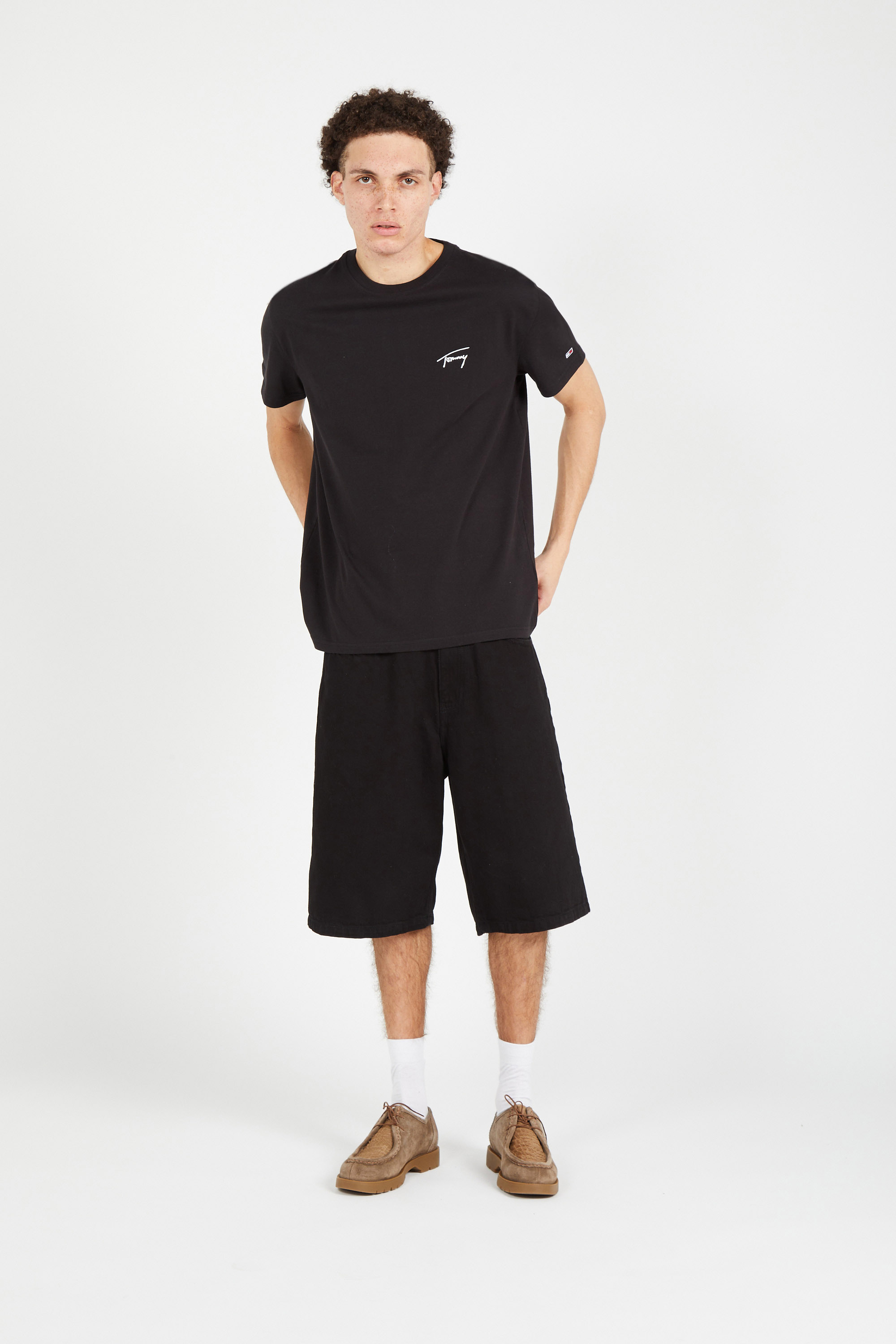 Regular-fit round-neck cotton T-shirt Black