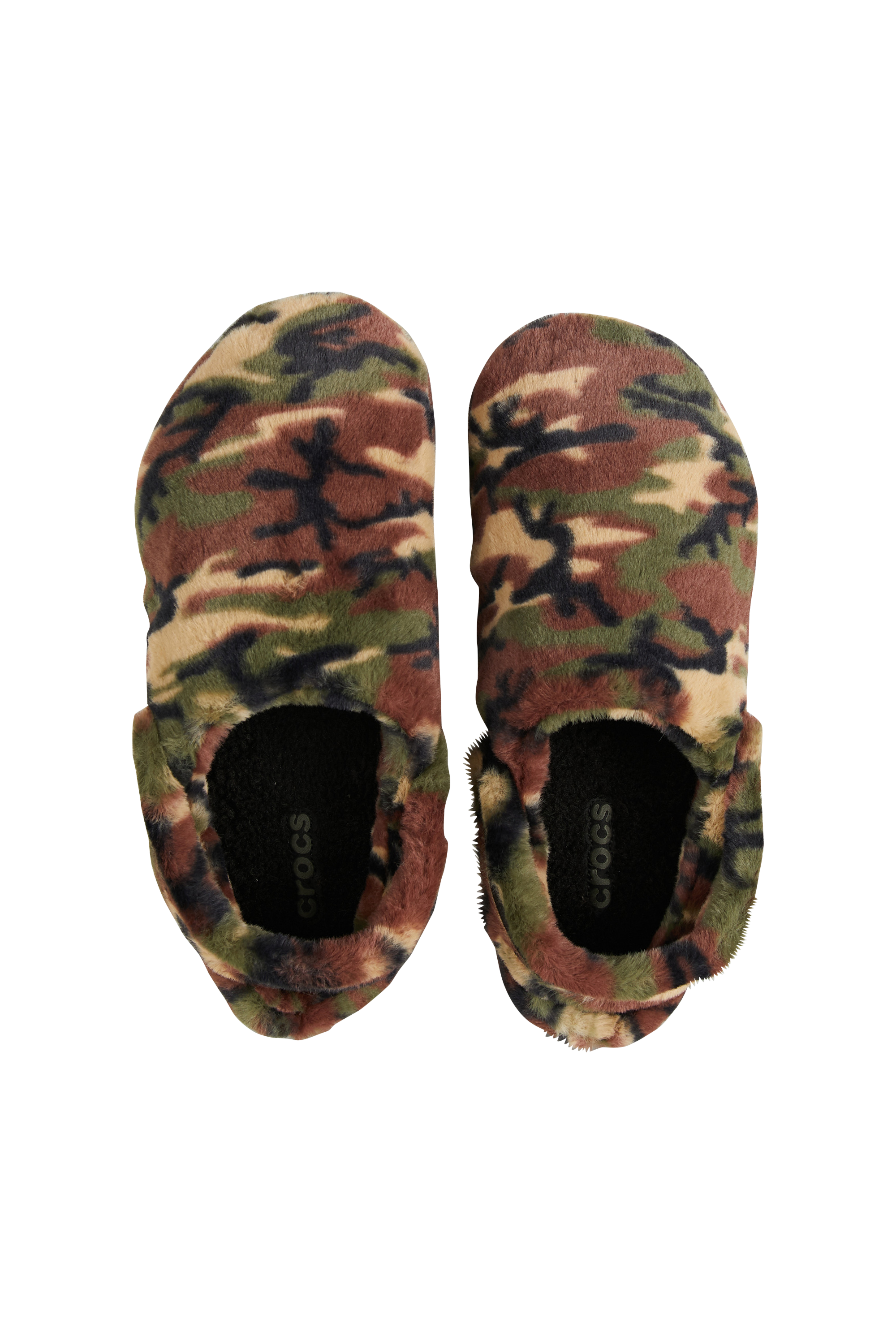 Flat furry sheepskin sandals CROCS Khaki