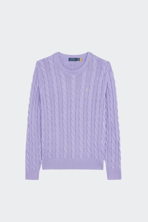Polo - Pull droit col rond en coton - Taille L Violet