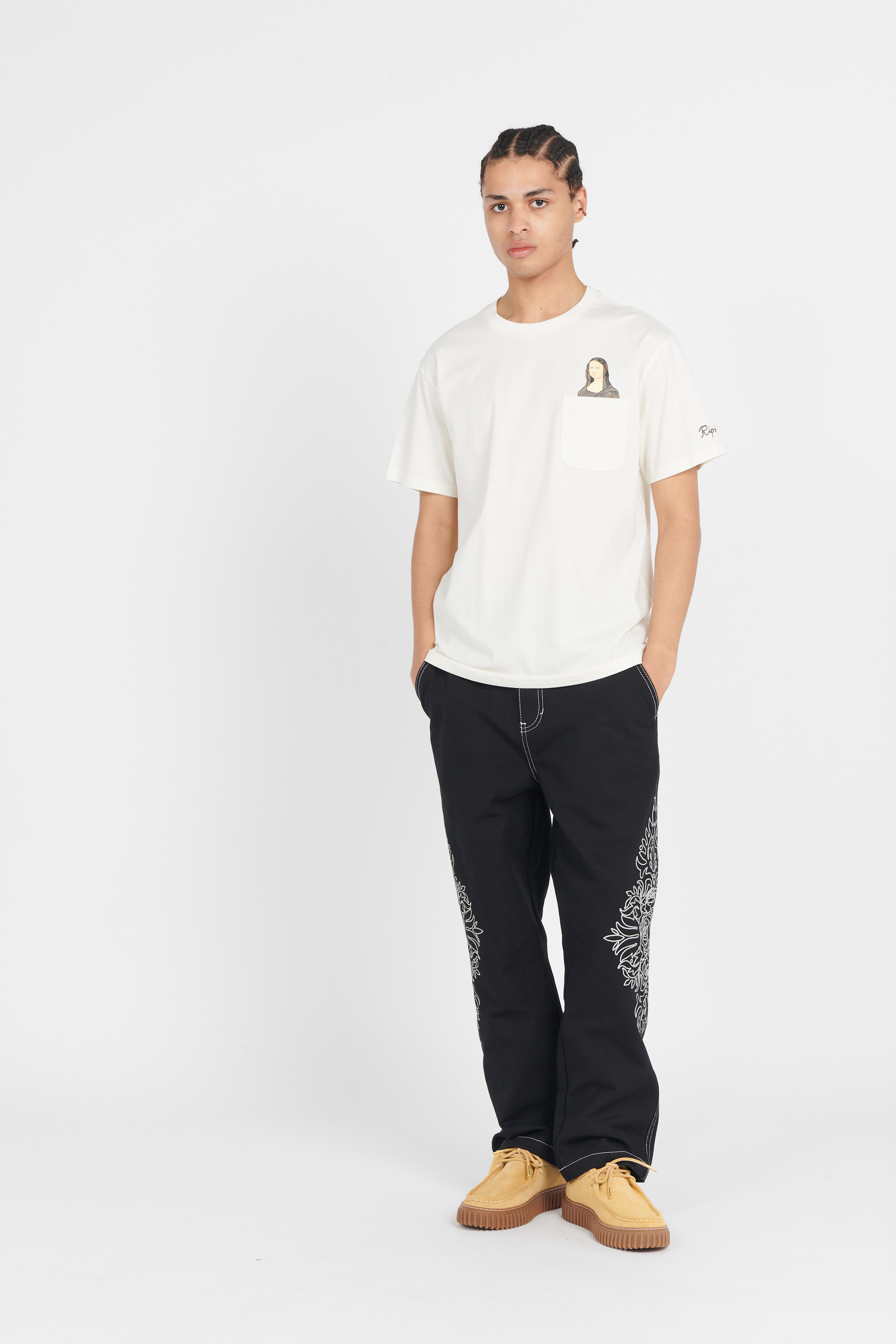 Regular-fit round-neck cotton T-shirt Beige