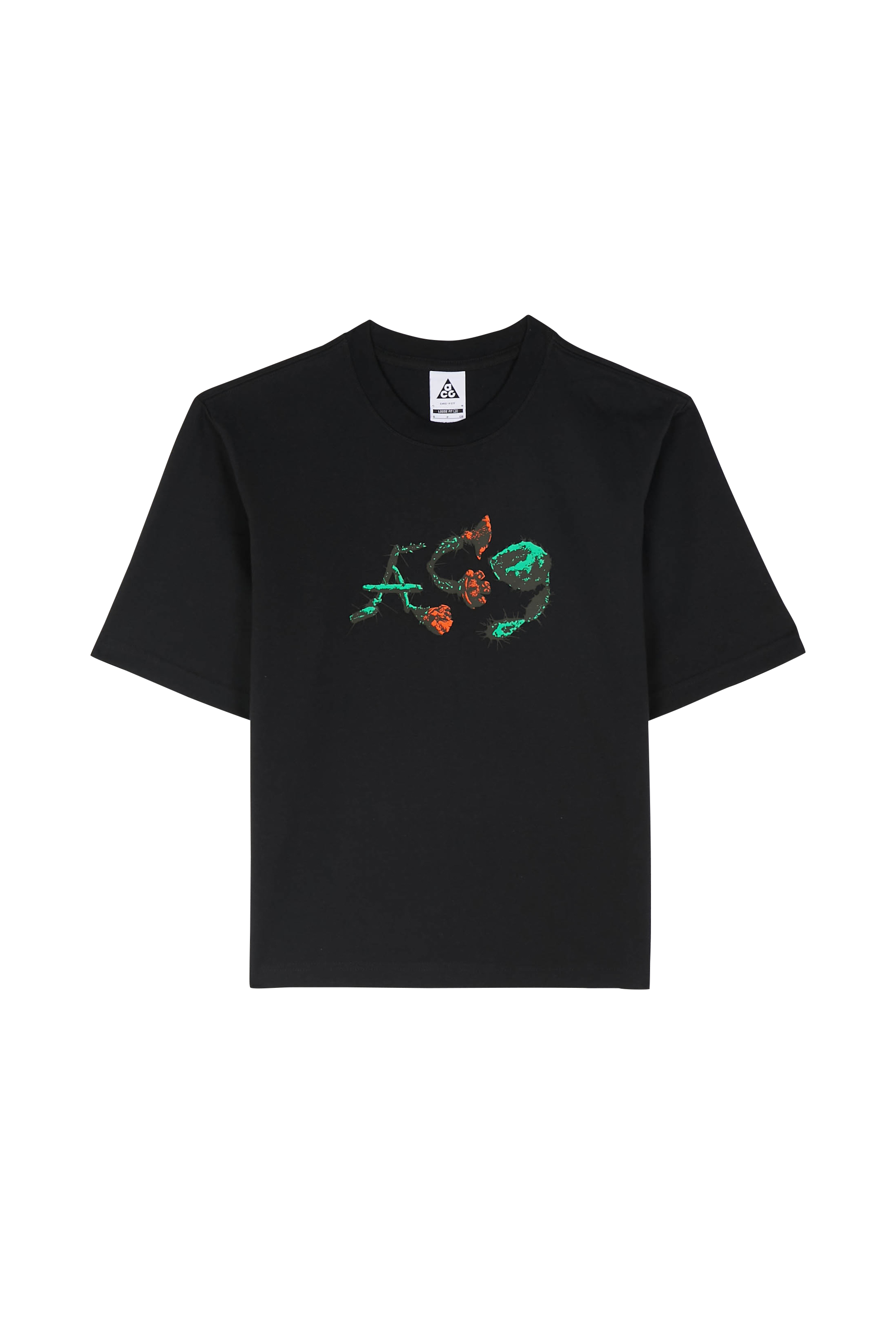 Regular-fit round-neck cotton T-shirt Black
