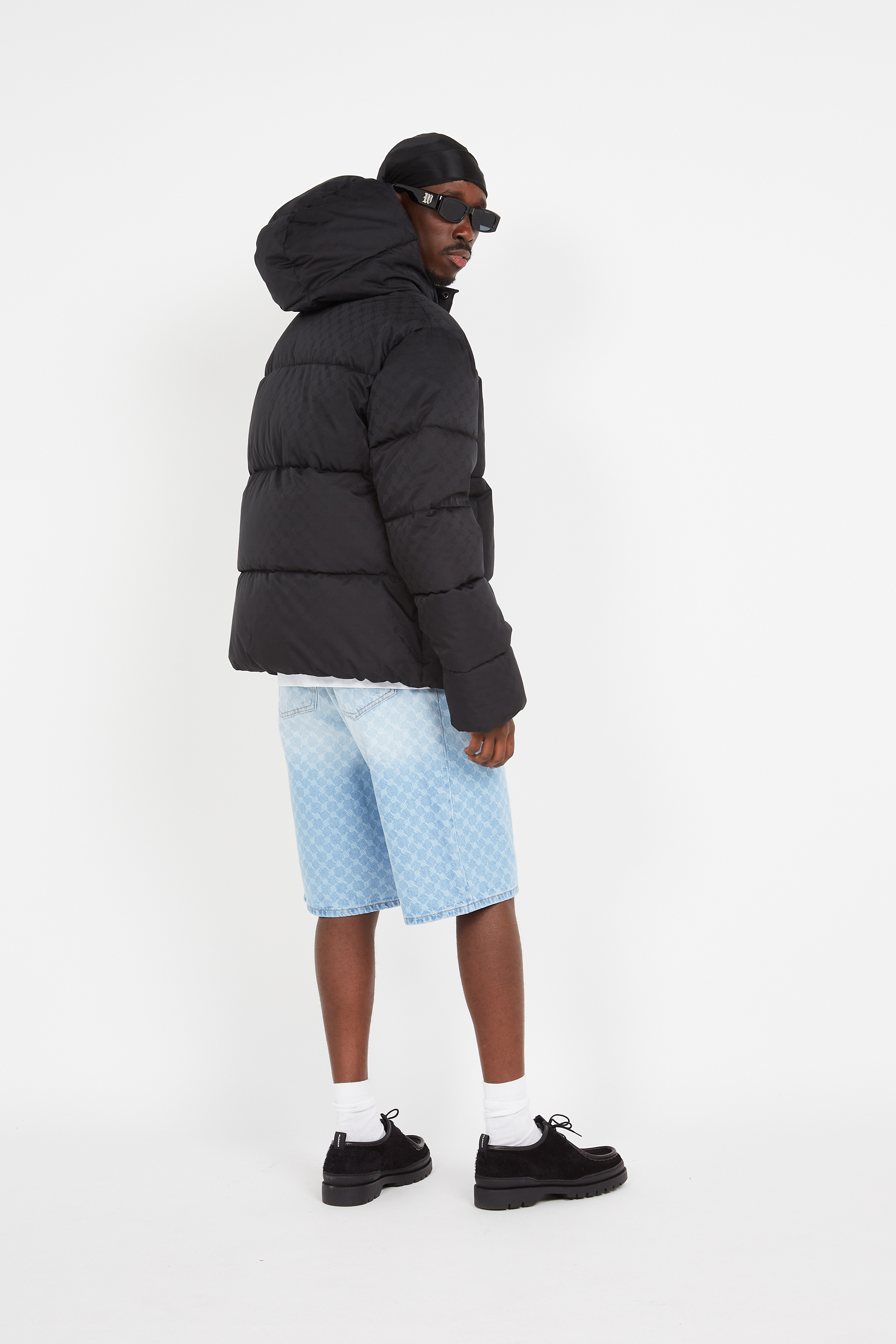 Lightweight quilted padded jacket with high neck Black