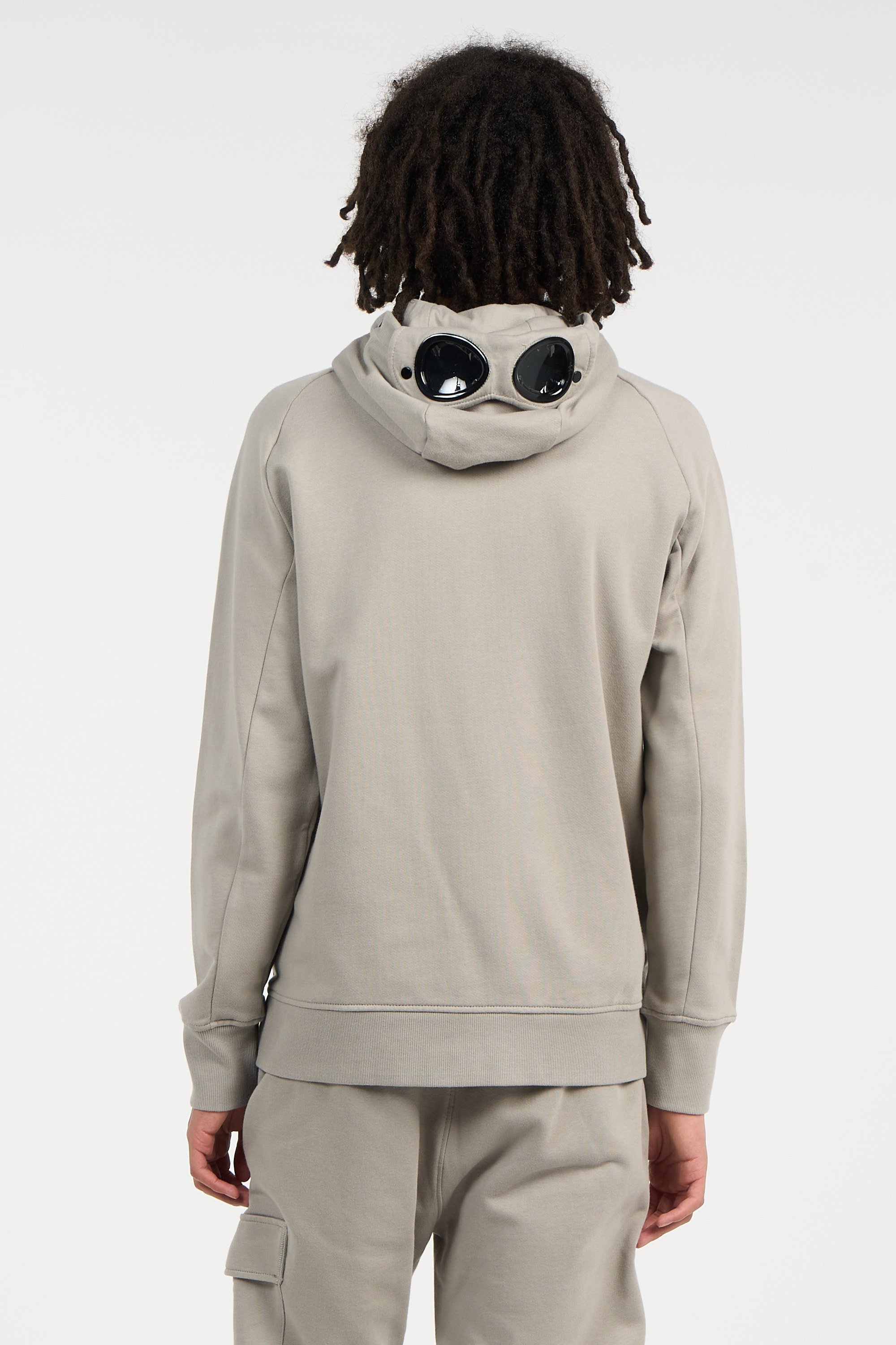 Zippered hoodie Beige