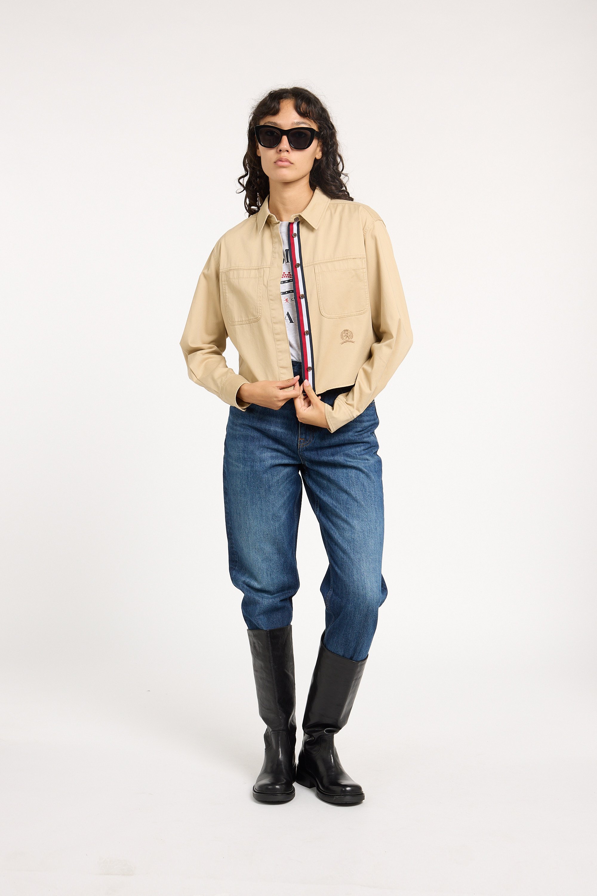 Cotton shirt TOMMY JEANS Beige