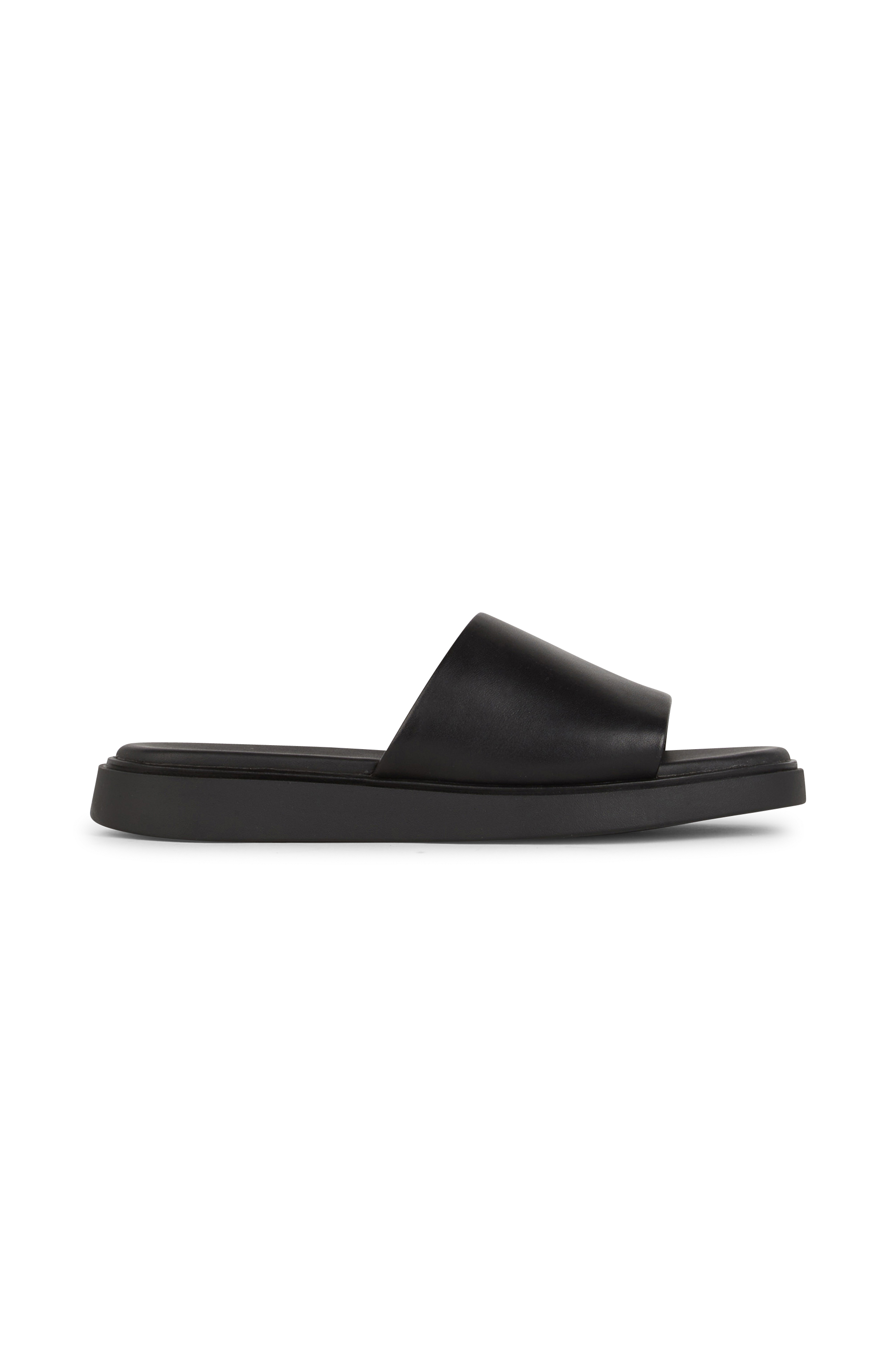 Flat furry sheepskin sandals Black