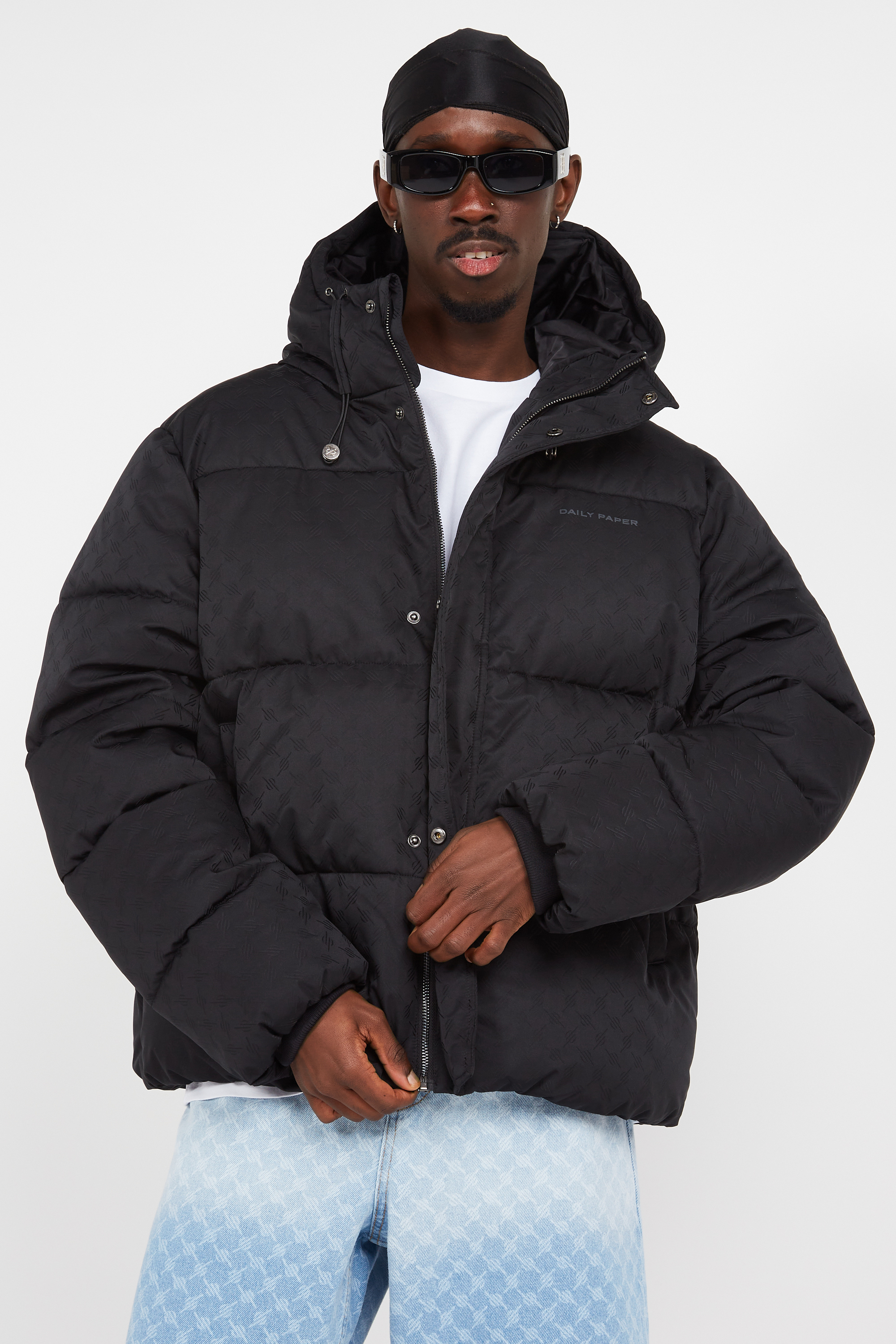 Lightweight quilted padded jacket with high neck Black