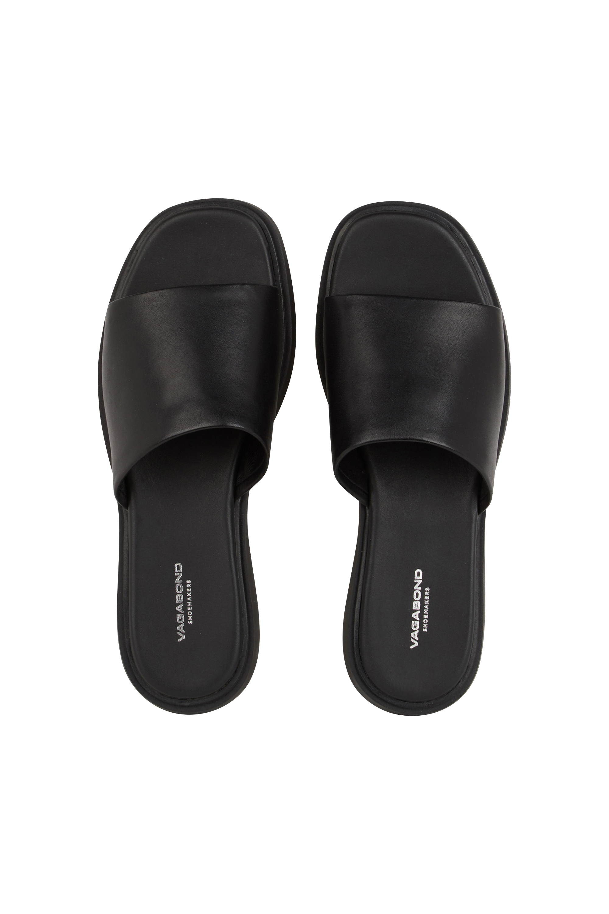 Flat furry sheepskin sandals Black