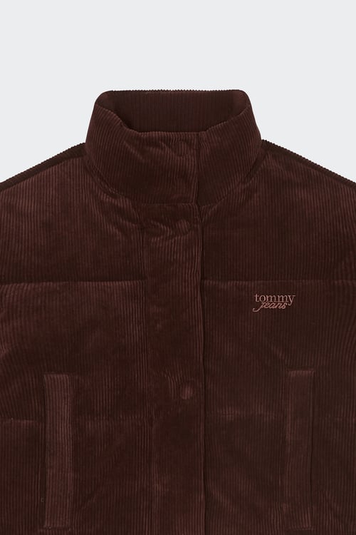 TOMMY JEANS Lightweight quilted padded jacket with high neck Brown
