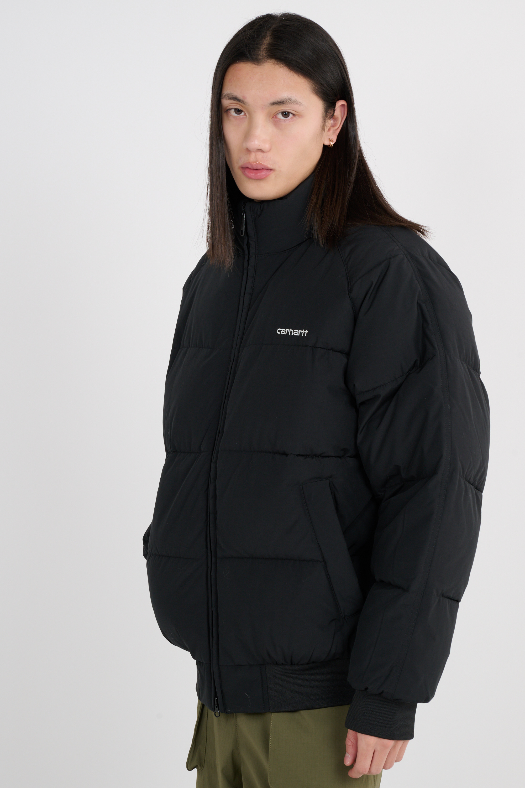 Lightweight quilted padded jacket with high neck Black