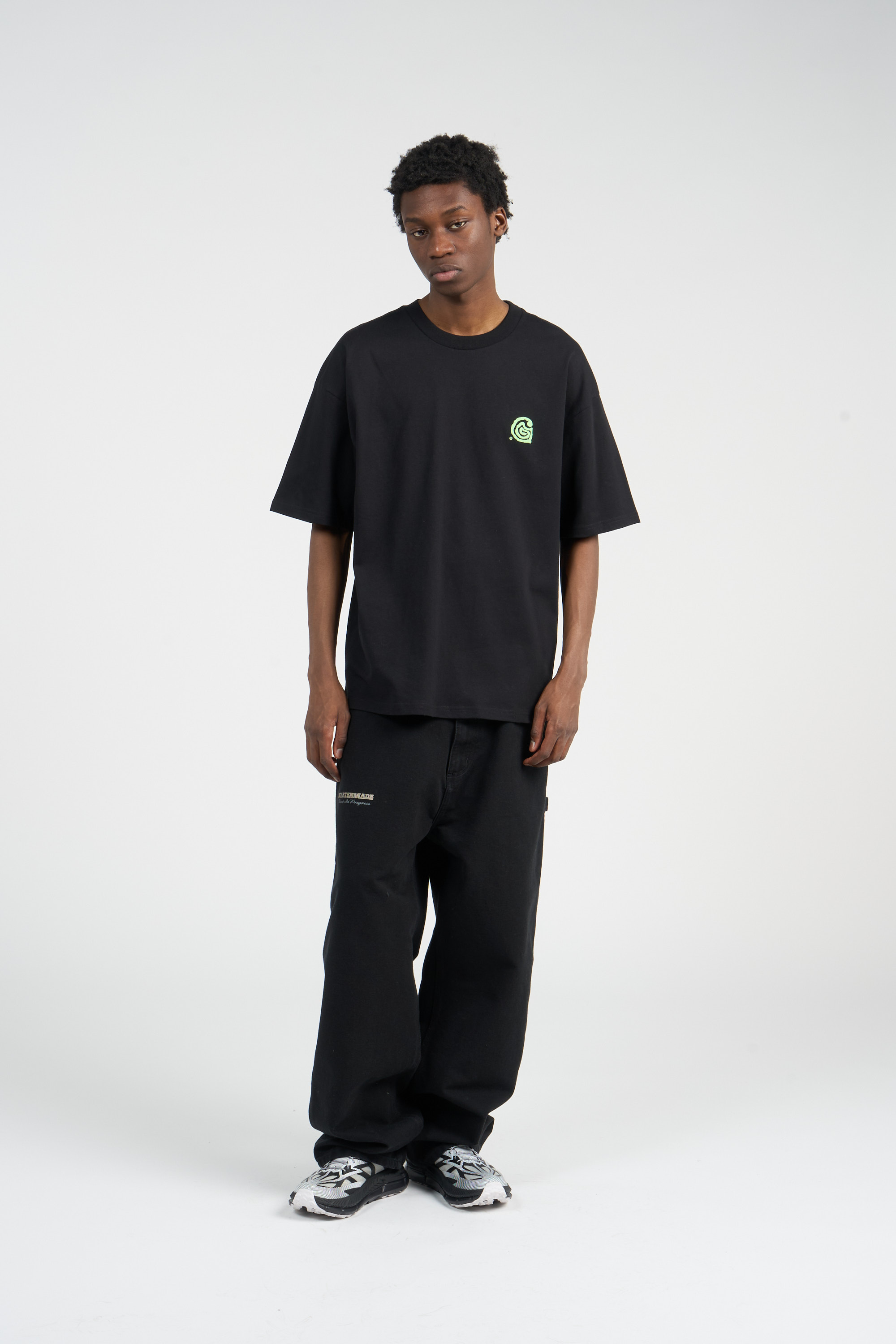 Regular-fit round-neck cotton T-shirt Black