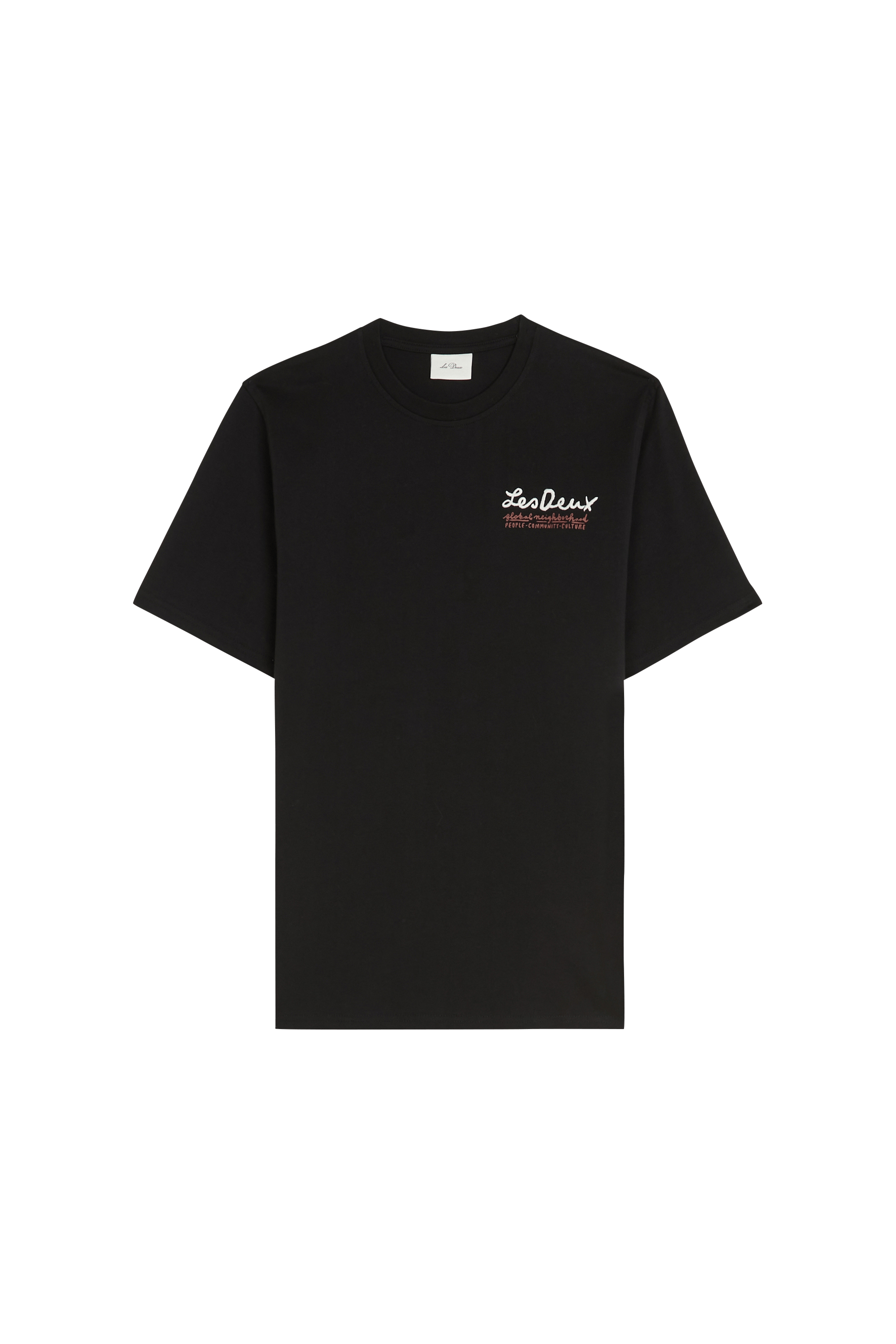 Regular-fit round-neck cotton T-shirt | Black LES DEUX Men